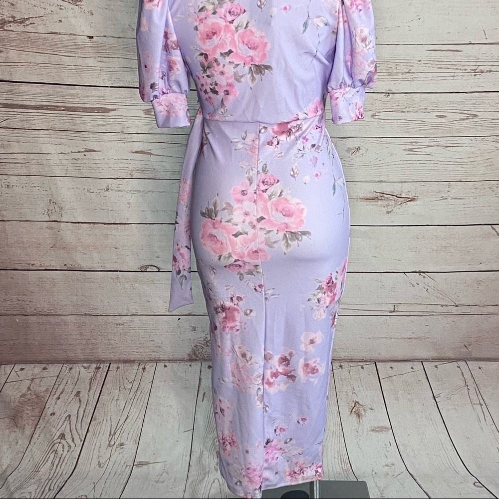 NAST GAL NWT Floral Puff Sleeve Midi Tea Dress 0 - Picture 5 of 10